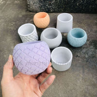 Round Embossed Design Concrete Flower Pot Silicone Mold Polka Dot Flower Pot Candle Vessel Cement Jesmonite Mould