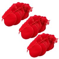 60 Red Velvet Oval Ring Earrings Wedding Present Gift Favor Bag Pouch