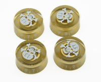 4x LP Guitar Control Knobs Gold w/ White Skull Speed Dial Knobs Fits LP