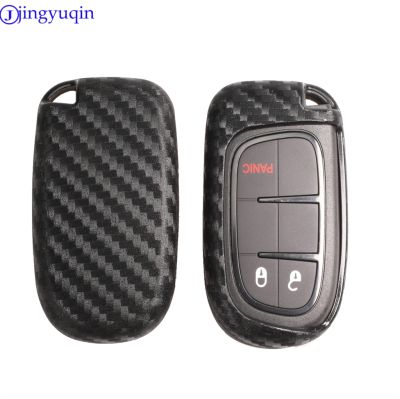 npuh jingyuqin Carbon Silicone Car Key Case For Dodge Journey Charger for Jeep Renegade Grand Cherokee for Chrysler 200 300