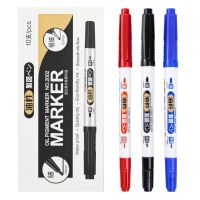 0.7mm 1.5mm Creative Double Head 3Pcs/Set Quick Drying Oily Marker Black Red Blue Students Painting School Stationery Supplies