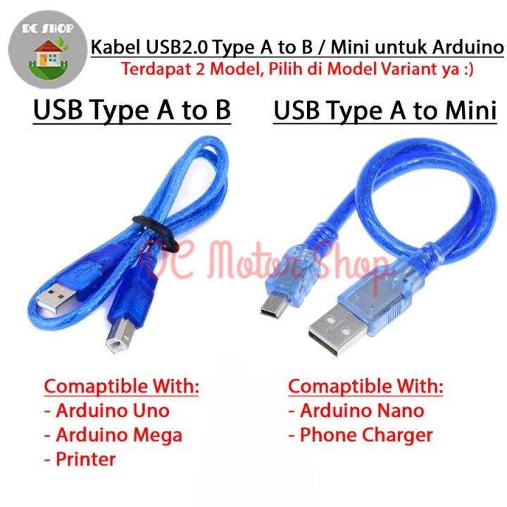 Kabel Usb Type A To Type B Mini Cable Printer Arduino Uno Mega Nano Lazada Indonesia