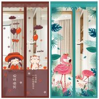 【CW】 Anti-mosquito Door Curtain Magnetic Boho Printed Mesh Net for Bedroom Room
