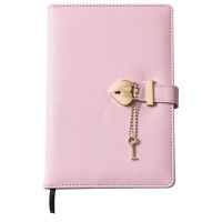 Password Book with Lock Notepad Thickened Heart-Shaped Lock Cute Girl Love Lock Diary Girl Birthday Gift (Pink,1 Set)