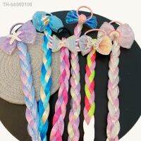 ✠✼☞ 2021 New Cute Unicorn Ponytail Hair Ropes for girls Cartoons Colorful Wig Hair Bands Princess Elastic Bow hair tie ring Kid gift