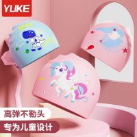 [COD] Childrens swimming cap boys and girls long hair waterproof head training professional enlarged silicone wholesale