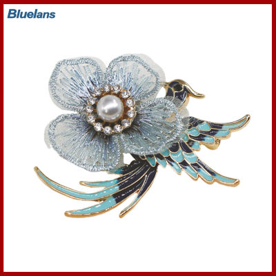 Bluelans®เข็มกลัดปกปักลายดอกไม้โลหะผสมนกเคลือบมุกเทียมเครื่องประดับคอสตูมหมุดเข็มกลัด