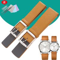 Suitable for CK leather strap K2G211/K2G231/K2G2G1C male and female yellow leather strap pin buckle watch strap