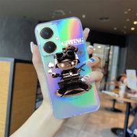 เคสโทรศัพท์พร้อมสำหรับ Vivo Y27ตัวอักษรที่สร้างสรรค์รูปการ์ตูนสุดเจ๋งโทรศัพท์สลายเลเซอร์สีรุ้งโปร่งใสเคสโทรศัพท์ขอบบางเฉียบ TPU นุ่มมากเคสกันกระแทกมีสีสันกรอบเคสบัตรเลเซอร์ในตัว