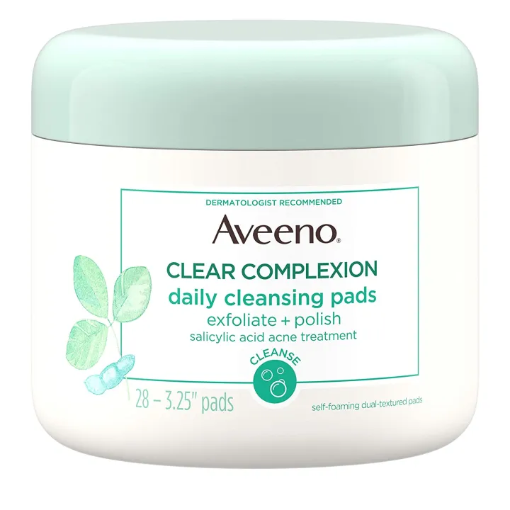 Aveeno Clear Complexion Daily Facial Cleansing Pads With Salicylic Acid Blemish Treatment, 28