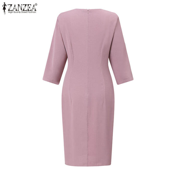 จัดส่งฟรี-fancystyle-zanzea-ชุดซันเดรสสไตล์เกาหลีของผู้หญิงแบบผูกปมที่เป็นทางการทำงานเก็บเอวเป็นทางการ-11