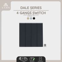 Switch 4 Gang 1 Way [SAHN] สวิทซ์แบบกด 4 ช่อง ทางเดียว รุ่น Dale Series (D041P) ดีไซน์สวยงาม และทันสมัย