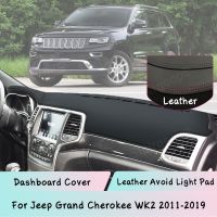 Leather Dashboard Cover Mat For Jeep Grand Cherokee WK2 2011-2019 Light-proof pad Sunshade Dashmat Protect panel Car Accessories