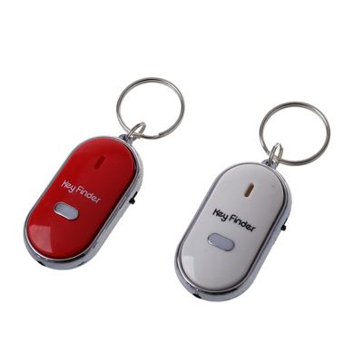 2pcs Whistle Lost Key Finder Flashing Beeping Locator Remote Keychain LED Ring