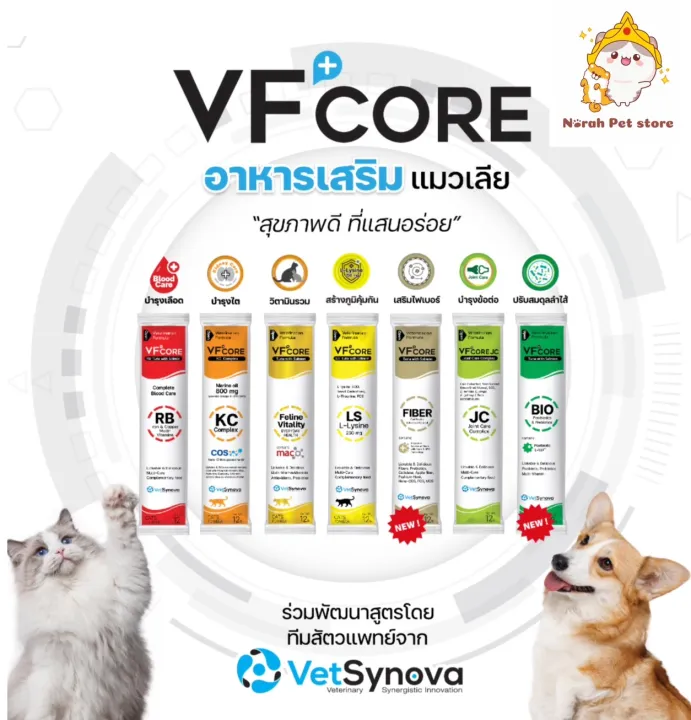แบ่งขาย 1 ซอง /10 ซอง VFcore อาหารเสริมไลซีน บำรุงเลือด บำรุงข้อ เสริมวิตามิน ในรูปแบบขนมแมวเลีย