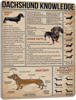 Dachshunds Knowledge ป้ายโลหะ-โปสเตอร์วินเทจสำหรับ Home Bar Coffee Kitchen Wall Decor-เหมาะสำหรับคนรักสุนัข-ป้ายโลหะ