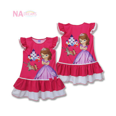 Disney Princess ชุดกระโปรงเด็กหญิง รุ่นเด็ก 6-12 ปี ชุดเดรส เจ้าหญิงโซเฟีย Sofia จาก NADreams สีชมพู