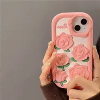 SDFGERGEH เคส ไอโฟน สีชมพูสามมิติ กุหลาบเต็มจอ iPhone14promax เคสมือถือ Apple 13 12 ซิลิโคน 11 นิ่ม 13promax