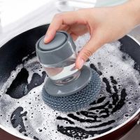 hot【DT】♦▤  Cleaning 2 In 1 Handle Cleaing with Removable Sponge Dispenser Dishwashing Tools