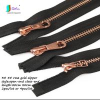 ♞▣ 3 5 Length 20cm 80cm Rose Gold Metal Copper Teeth Open-end Close-end Zipper DIY Hand Sewing Down Jacket Coat Decorative Zipper