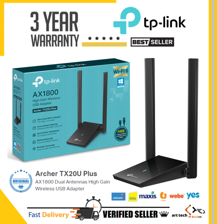 Tp Link Archer Tx20u Plus Ax1800 Dual Antennas High Gain Wireless Usb Adapter Lazada 