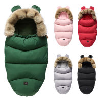 Winter Sleeping Bags Envelope Newborn Baby Stroller Pad Sleepsack Hooded With Cute Ear Footmuff Warm Thick Infant Wheelchair