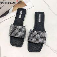 Rhinestone Slippers for Women New Summer Flat Bottom Travel Lazy Sandals Women Bling Slides Mixed Colors Sexy