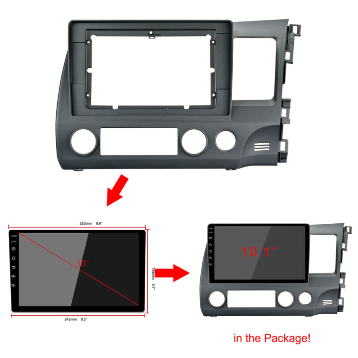 กรอบเครื่องเล่นมัลติมีเดียวิทยุติดรถยนต์10-1นิ้วสำหรับ-honda-civic-2006-2011เครื่องเล่นดีวีดีระบบนำทาง