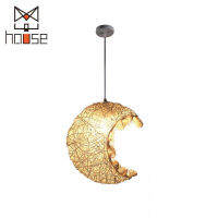 moon Ceiling Lights ห้องนั่งเล่นโคมไฟหวาย แสงในห้องนั่งเล่น ไม่ใช่ความคิดของหมวกฟางแบบมาตรฐานไม่มีหลอดไฟ