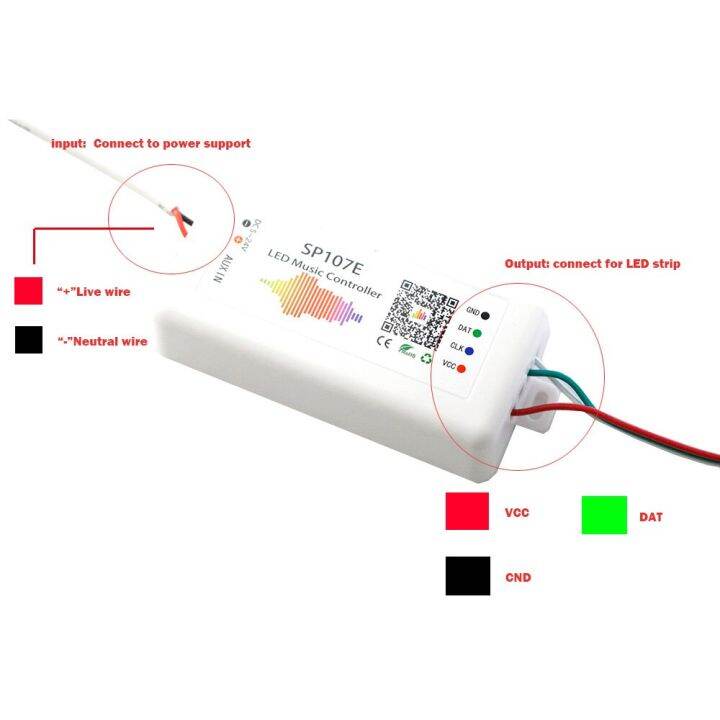 รีโมตควบคุมเพลง-wifi-บลูทูธสำหรับ-ws2812b-แถบไฟ-led-sp107e-sp105e-sp110e-sk6812-rgbw-ws2811พิกเซลเทปติดหลอดไฟ-dc5v-24v