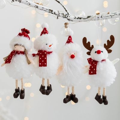 Santa Claus Snowman Small Pendant Handmade Plush Angel Girl Pendant Christmas Tree Decoration Elk Christmas Ornaments