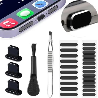 Universal Mobile Phone Speaker Dust Net Sticker Metal Dust Plug for IPhone 14 13 Charging Port Protector Cap Phone Cleaning Kit Electrical Connectors