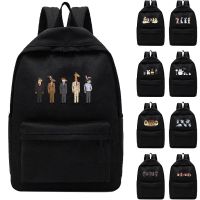 Multifunction Double Zipper Women Backpack Teenager Laptop Backpack Student Shoulder Bag Cartoon Printed Korean Style Schoolbag 【AUG】