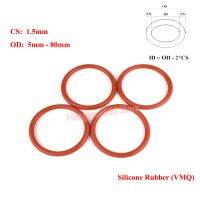 10Pcs CS 1.5mm Red Food Grade Silicone O Ring Gasket OD 5mm-80mm VMQ Silicon O-Rings Waterproof Insulation Sealing Washer Bearings Seals