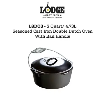Lodge L8DD3 5 Qt. Pre-Seasoned Cast Iron Double Dutch Oven