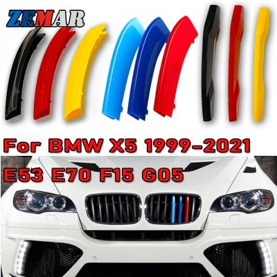 3ชิ้นกระจังหน้ารถแข่งสีธงชาติเยอรมันรถคลิปแถบคิ้วพลัง M สำหรับ BMW E70 E53 F15 G05 X5 2021 2020 1999-2019อุปกรณ์เสริม