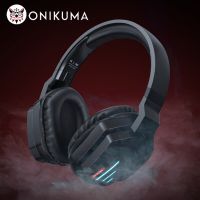 ONIKUMA หูฟังที่รองรับไร้สายไฟ LED Headphone Gaming มืออาชีพหูฟังนักเล่นเกมหูฟังพับได้สำหรับ PS5พีซี