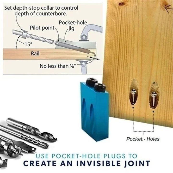 new-7-14-15pcs-pocket-hole-screw-jig-15-degrees-dowel-drill-joinery-kit-carpenters-wood-woodwork-guides-joint-angle-locator-tool