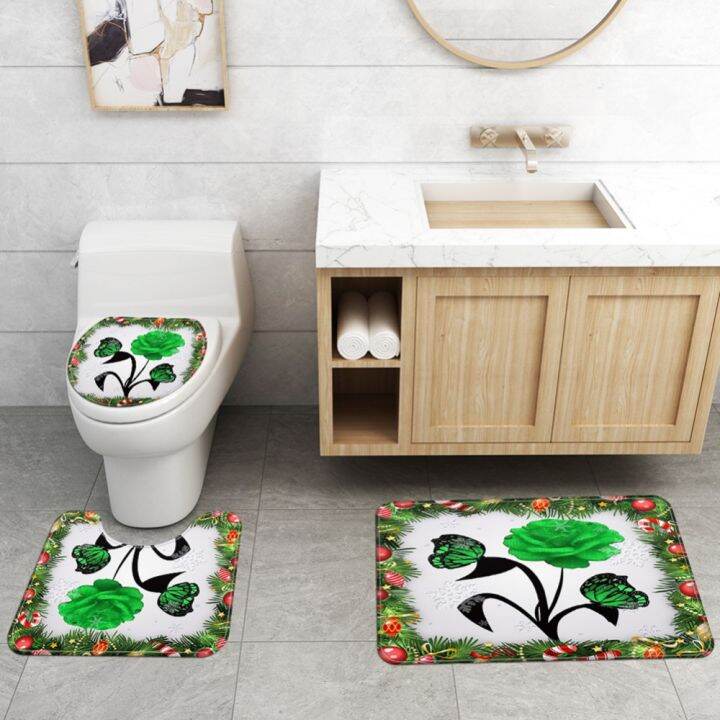 four-piece-set-christmas-bathroom-accessories-sets-pedestal-rug-bathroom-shower-curtain-lid-toilet-cover-bath-mat