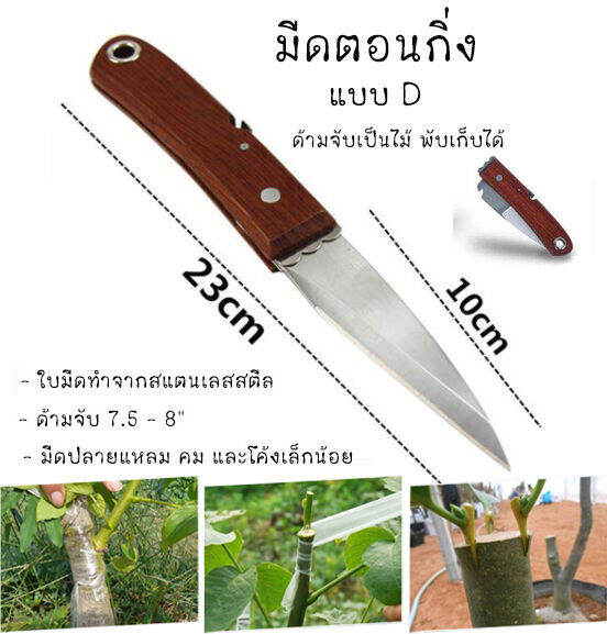 มีดตอนกิ่ง-ติดตา-ชำกิ่ง-ขนาด-7-5-8-นิ้ว-วัสดุทำจากใบมีดสแตนเลส-ปลายแหลม-คม-มีดแต่งบอนไซ-ด้ามไม้-ใบสแตนเลส-ใช้เสียบยอด-ติดตา-แต่งเขียง