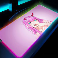 ศูนย์สองที่รักใน Franxx RGB ขนาดใหญ่ Gamer แผ่นรองเมาส์ XXL ปีศาจฆ่า RGB M Ousepad Genshin Inpact LED แป้นพิมพ์เสื่อโต๊ะเสื่อ