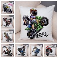 Extreme Sports Motorcycle Cushion Cover Decor Cartoon Mobile Bike Pillowcase Soft Short Plush Pillow Case for Sofa Home Car Saddle Covers