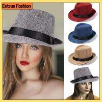 ESTRUS FASHION แฟชั่น Gangster Cap Felt Unisex Beach Sun Hat Top Hats Jazz Cap Fedora Cap