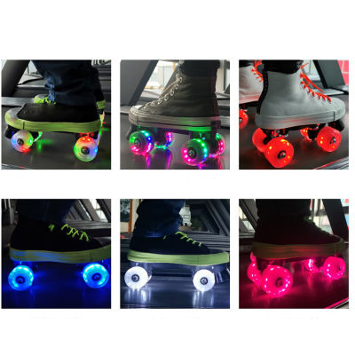 4Pack Quad Roller Skate Wheels Light Up Bearings สำหรับ Double Row Skating Grip Bearings Parts ฟรี Rollerskate