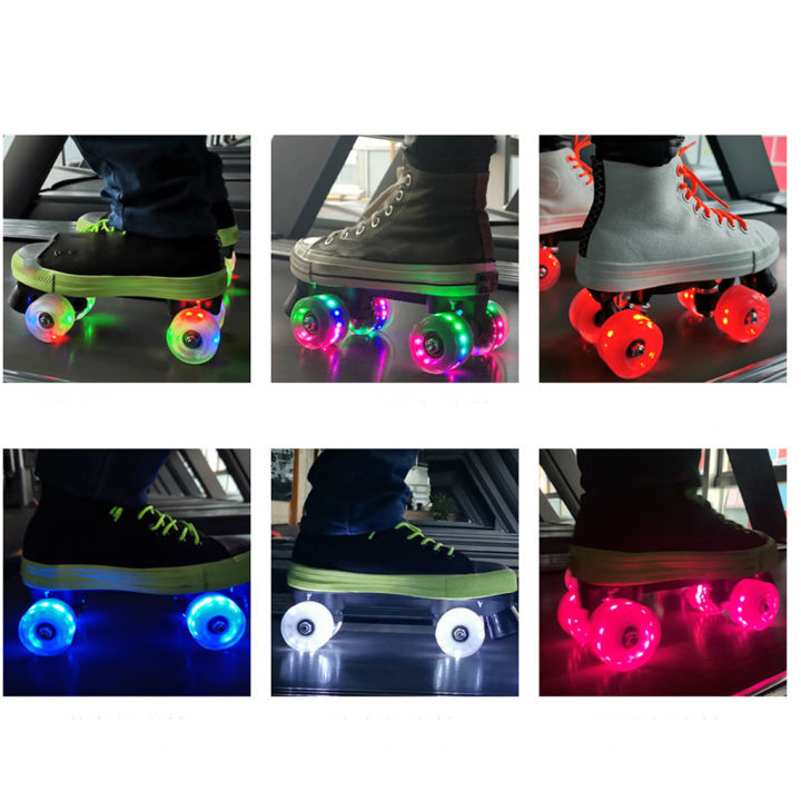 4pack-quad-roller-skate-wheels-light-up-bearings-สำหรับ-double-row-skating-grip-bearings-parts-ฟรี-rollerskate