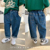 Childrens Pants 2023 Spring Boys And Girls Wash Cotton Padded Jeans Babys Korean-Style Slim-Fit Carrot Pants