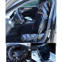 ผ้าคลุมเบาะรถยนต์ PU 3 ชิ้น กันน้ำ กันรอย กันเปื้อน นักวิ่ง Waterproof Car PU Seat Cover Pet Dog Cat Showroom