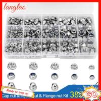 LANGTAO 385Pcs M3/4/5/6/8 ชุดน็อตเมตริก 304สแตนเลสสตีล ขนาดต่างๆ ชุดน็อตหกเหลี่ยม น๊อตฮาร์ดแวร์ น็อตล็อคไนลอน ผู้ใช้ระดับมืออาชีพ