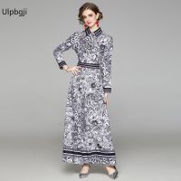 European and American Fashion All-Match Waist Slimming Positioning Printed Dress