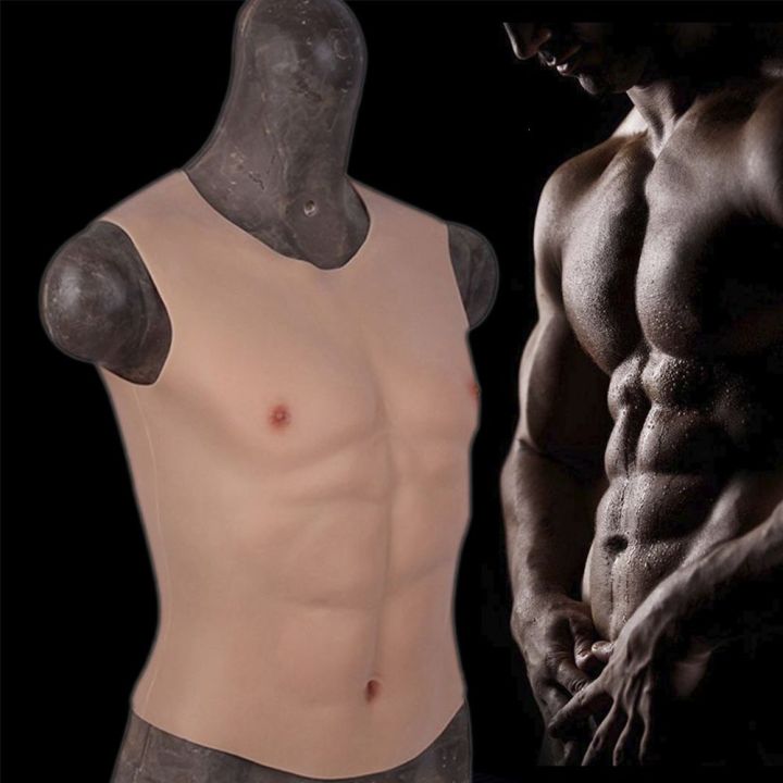 Fake Silicone Muscle Suit Male Simulation Artificial Realistic Belly Muscle For Cosplay